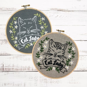Cat Lady Embroidery Kit: Easy Modern Embroidery image 6