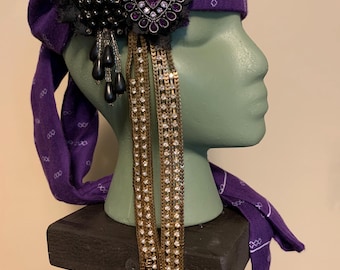 Art Deco Jeweled Flapper Headband: Purple Jazz Age Crown