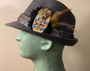 Embellished Fedora Trilby Hat: Jazz Age Roaring 20s Style