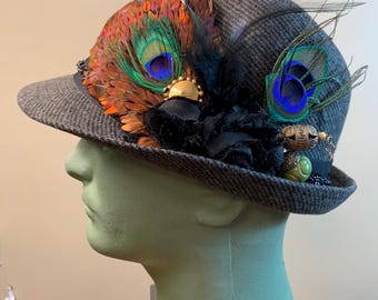 Embellished Fedora Hat: 1920s Flapper Style, Fits up to 23”
