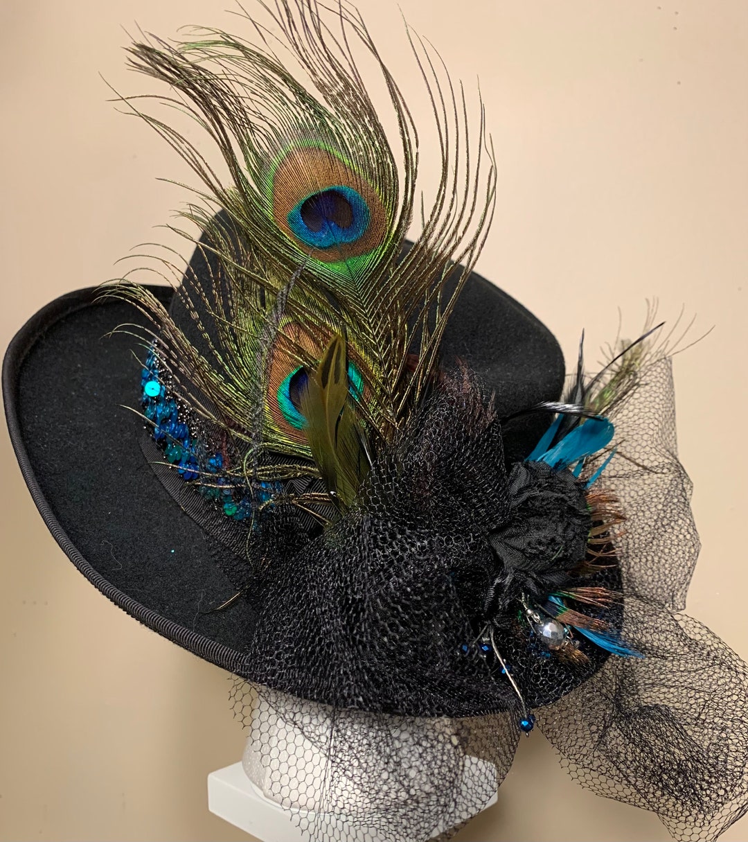 100% wool custom western peacock feather hat Ashley Peacock Feather Hat * Australian Wool * BJH015 – ByCila main image 4