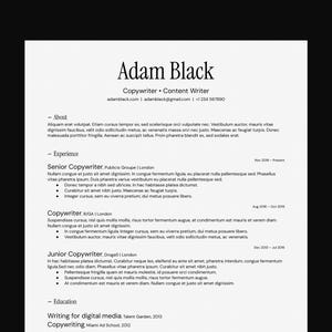Resume Template for Google Docs, Word, Pages / Modern, Professional, Minimal, Clean, Beautifully Designed, Executive CV