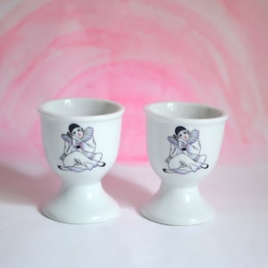 Pierrot egg cups, set of 2 ceramics holders