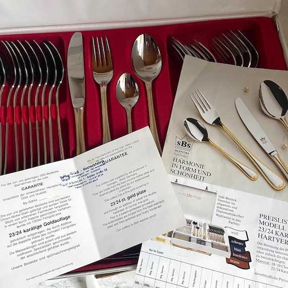 Vintage SBS Solingen Gilded Cutlery Set, 12-person Dinnerware - Etsy