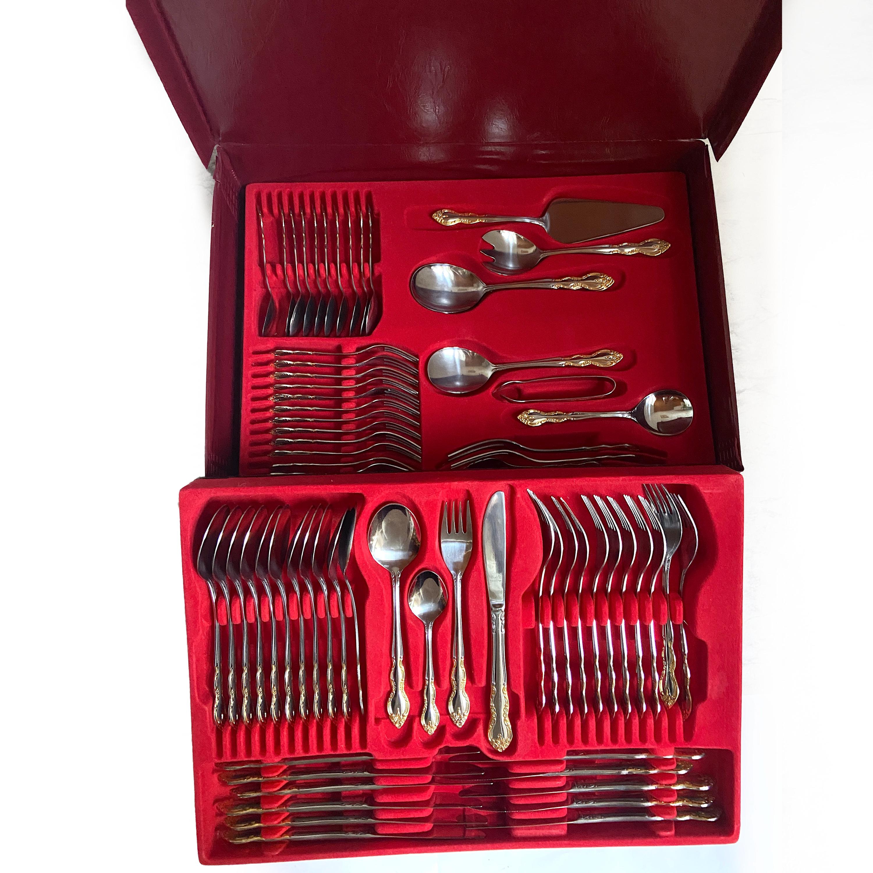 Vintage Nivella Solingen Cutlery Set, Gilded Rococo Style, 70