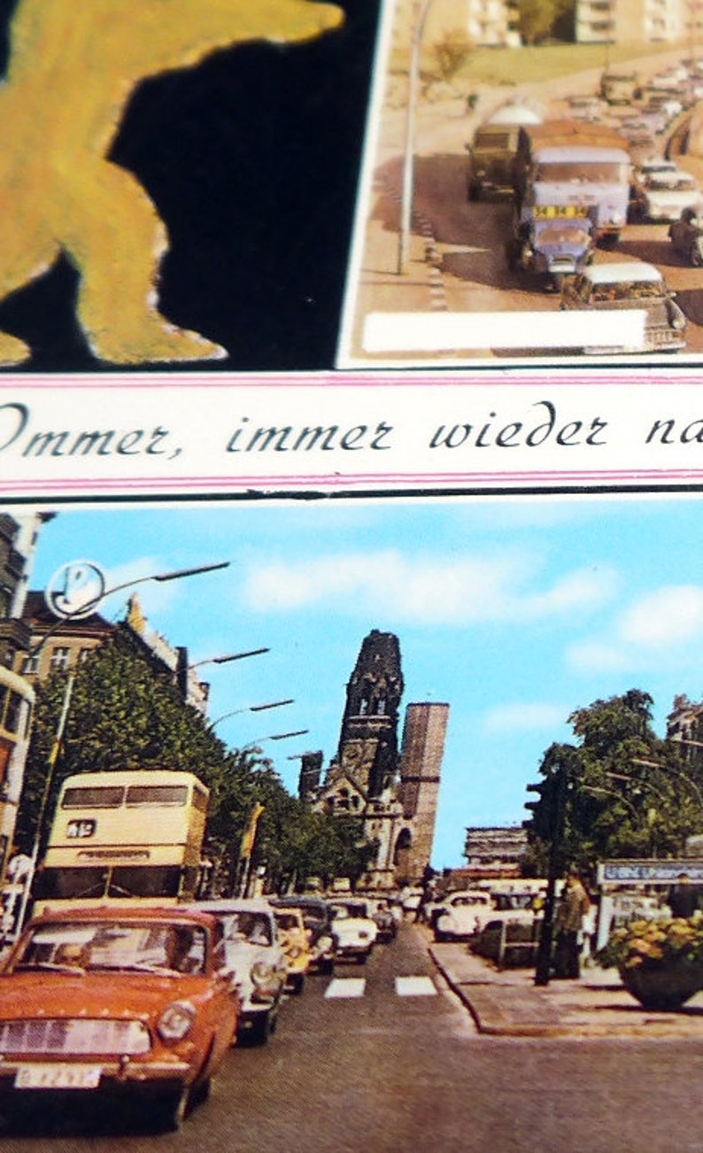 Vintage postcard from Berlin 5060s divided Berlin card 60s souvenir tourist card Berlin highlights