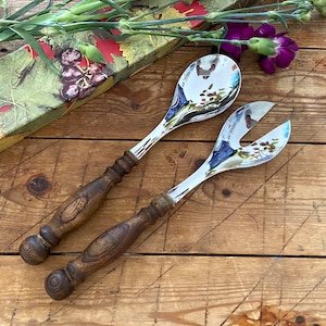 Vintage WMF Salad Set Burgund Tafelrunde Germany Chromagan Rustic Wooden Handles Medieval 1970s Castle Festivities