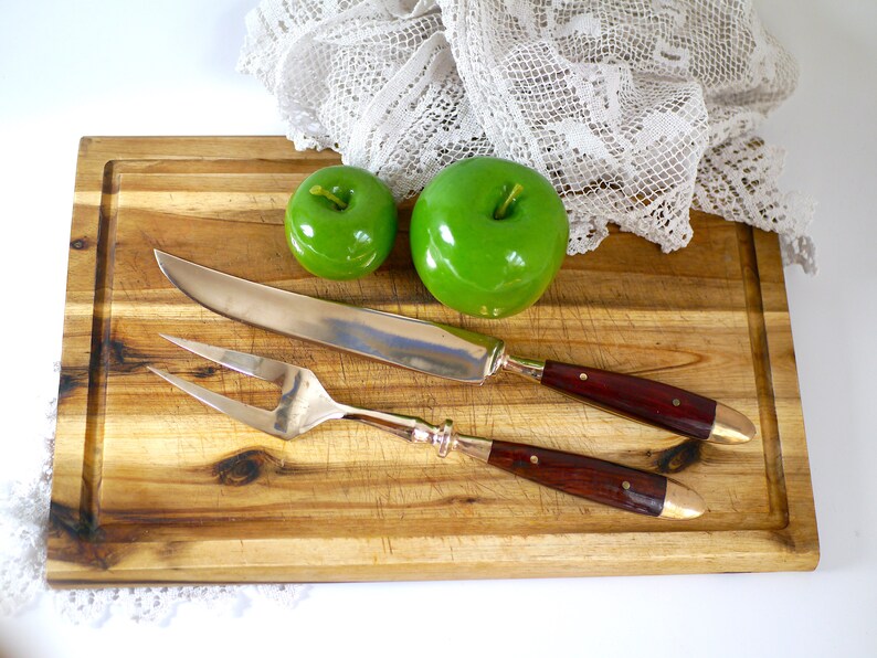 Tranchierbesteck aus Rosenholz und Bronze Luxuriöses Besteck Bild 3
