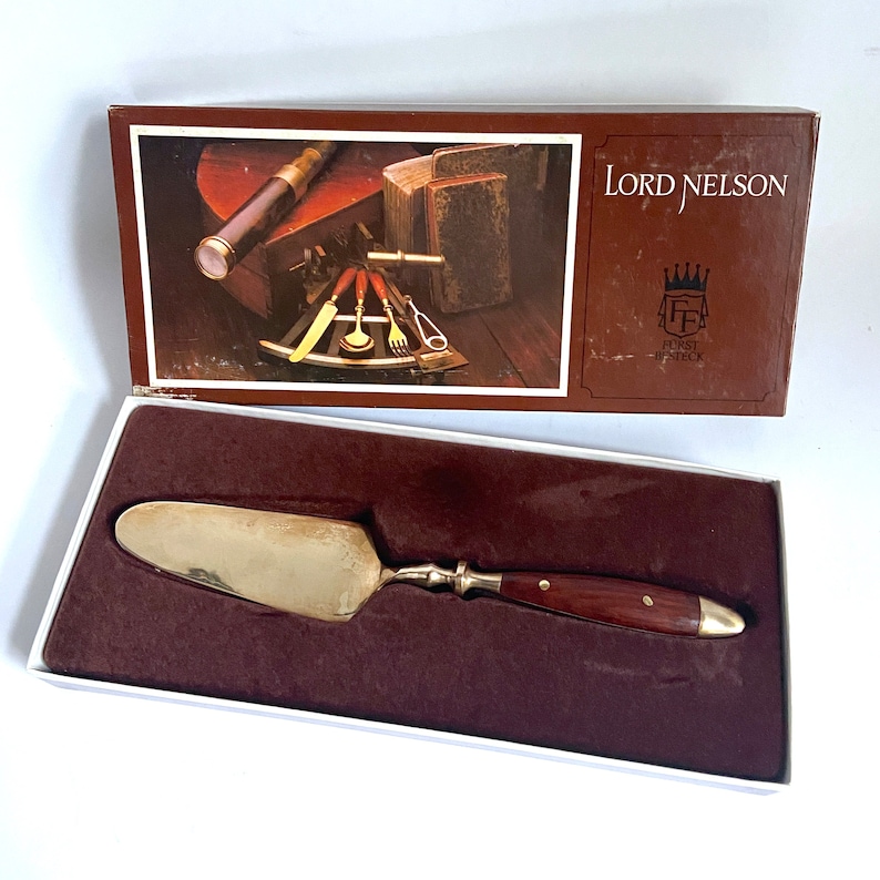 Vintage Rosewood Bronze Cake Server, Fuerst Lord Nelson Flatware, Cake lifter boxed
