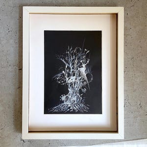 Dipinto a inchiostro contemporaneo originale - inchiostro bianco su carta. Pezzo unico - disegno surreale - Berlin art Paradis n. 1