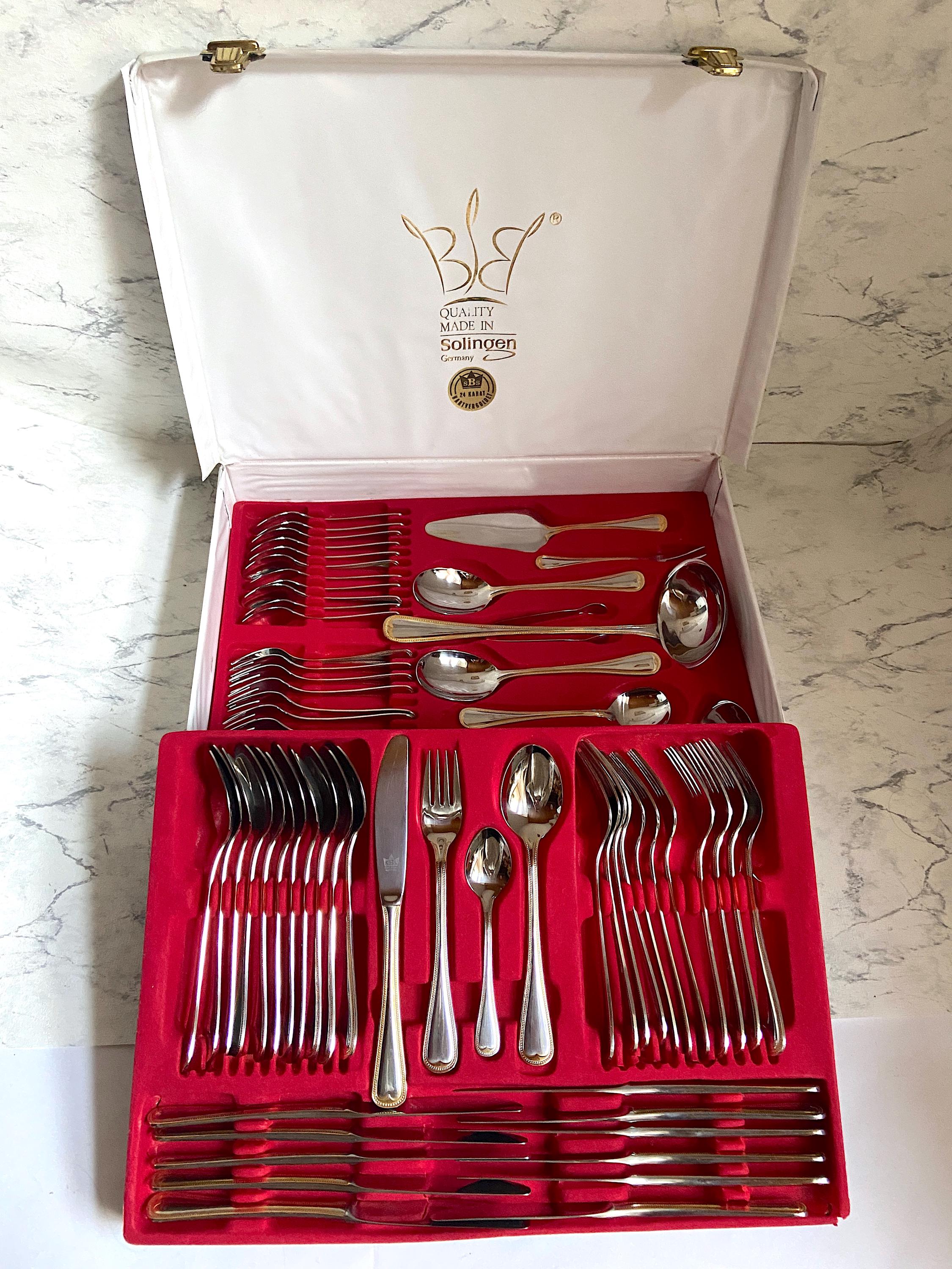 Vintage SBS Solingen Gilded Cutlery Set, 12-person Dinnerware - Etsy
