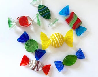 Vintage Glas Bonbons Dekor Buntes Leckeres 7er Set