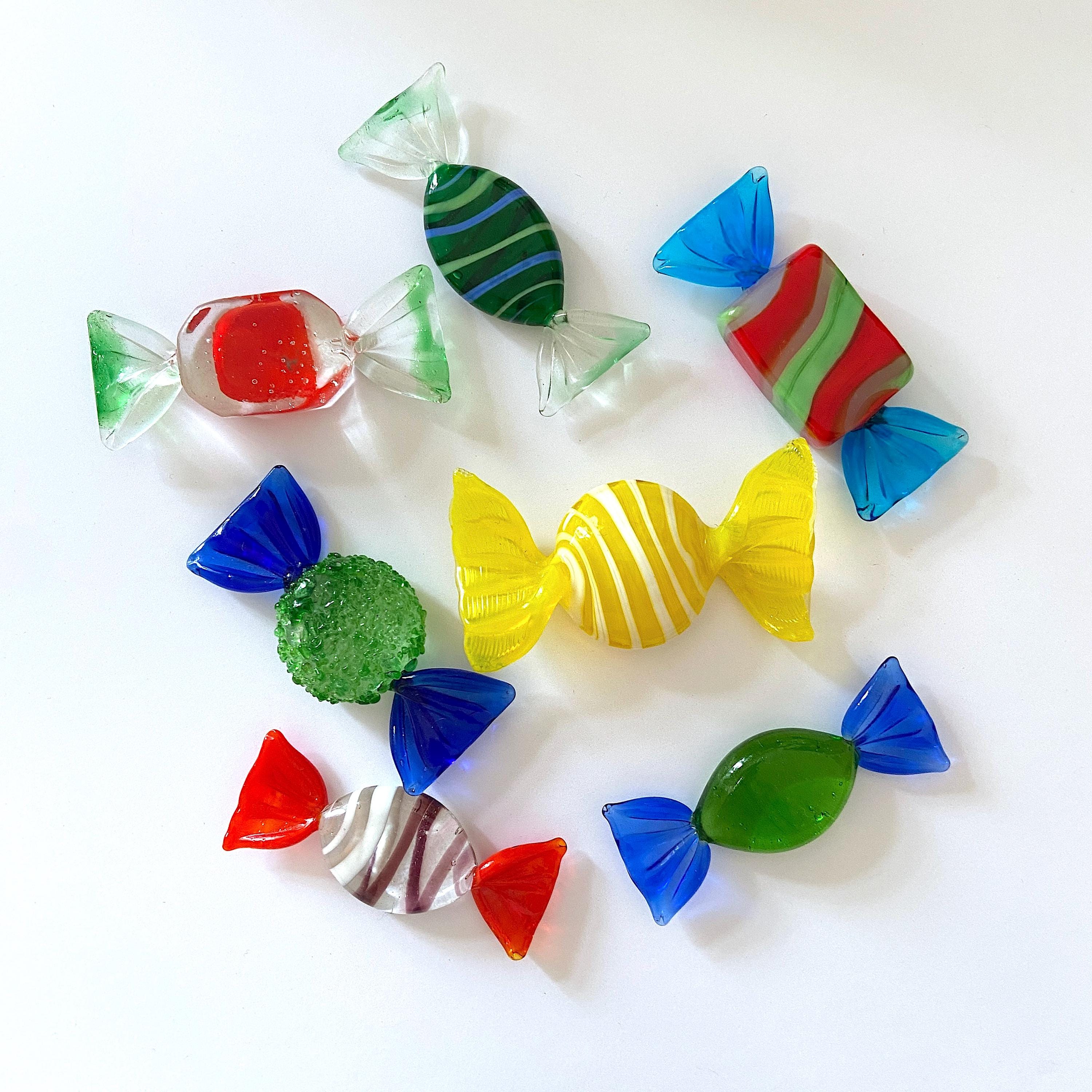 Vintage Glas Bonbons Dekor Buntes Leckeres 7er Set