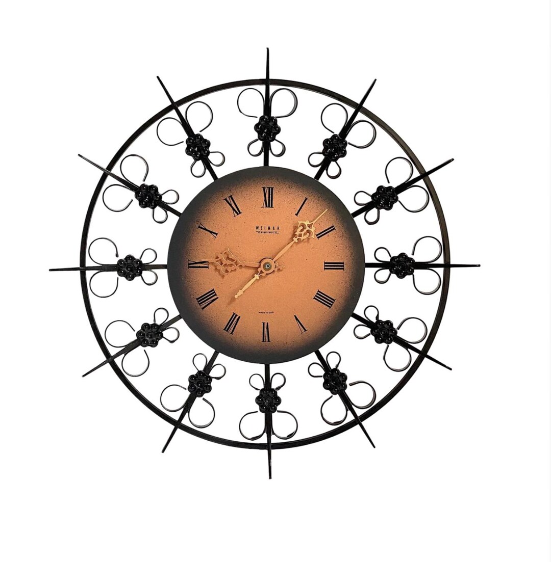 Vintage Weimar Wall Clock – Wrought Iron German Design - Etsy