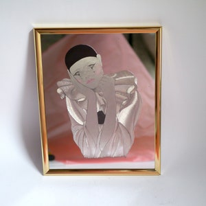 Vintage Pierrot Lady SPIEGEL/ 80er Jahre guld gerahmt verträumt Harlekin Lady Wandspiegel bild 3