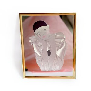 Vintage Pierrot Lady SPIEGEL/ 80er Jahre guld gerahmt verträumt Harlekin Lady Wandspiegel bild 2