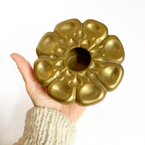 Vintage Brass Cast Iron Teapot Warmer - Nostalgic Flower bud trivet with candlelight holder