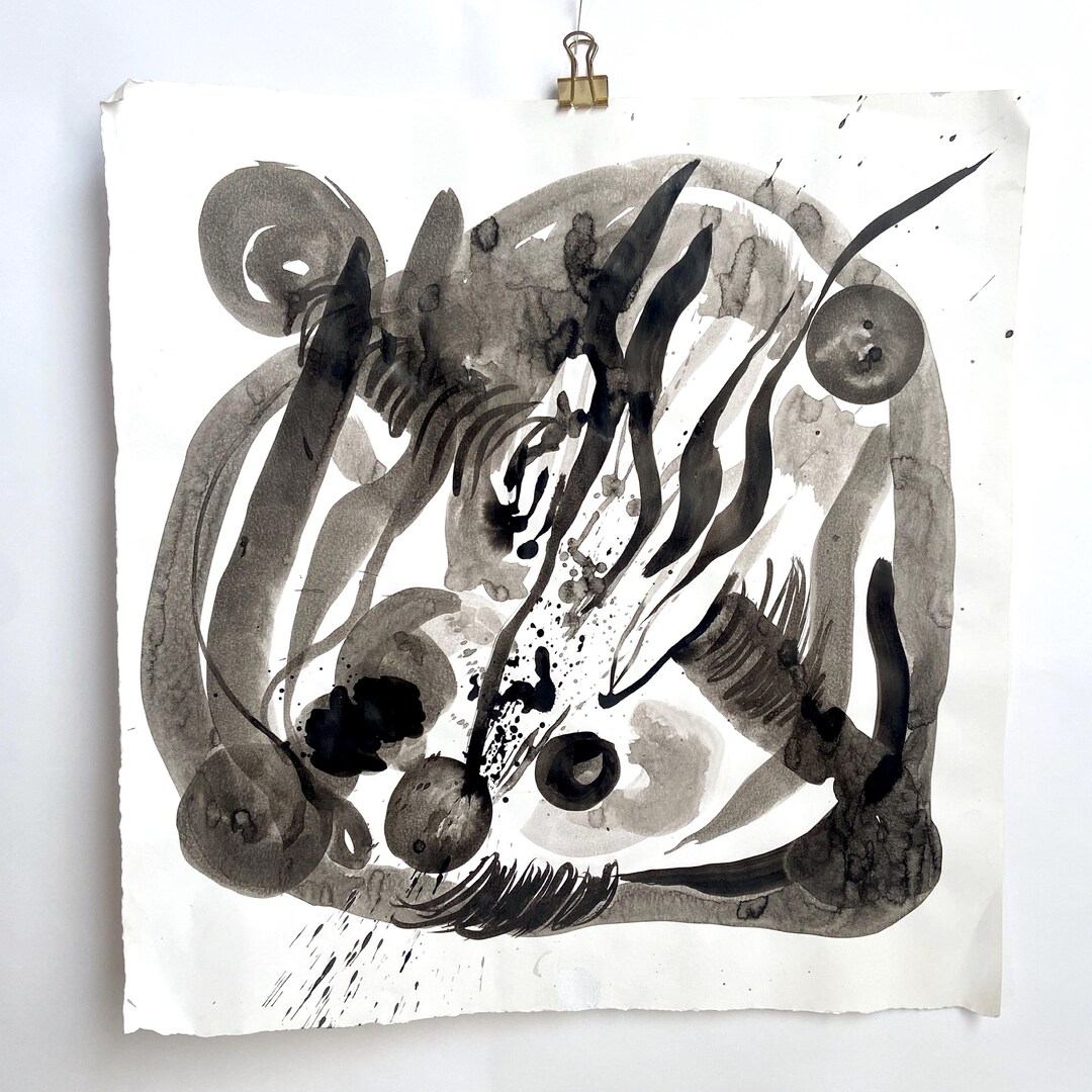 Original Ink Wash Painting – Contemporary Abstract Art (13.8x14.5'') - Etsy