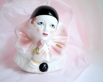 Vintage Keramik Pierrot Figur Skulptur handgefertigt in Italien