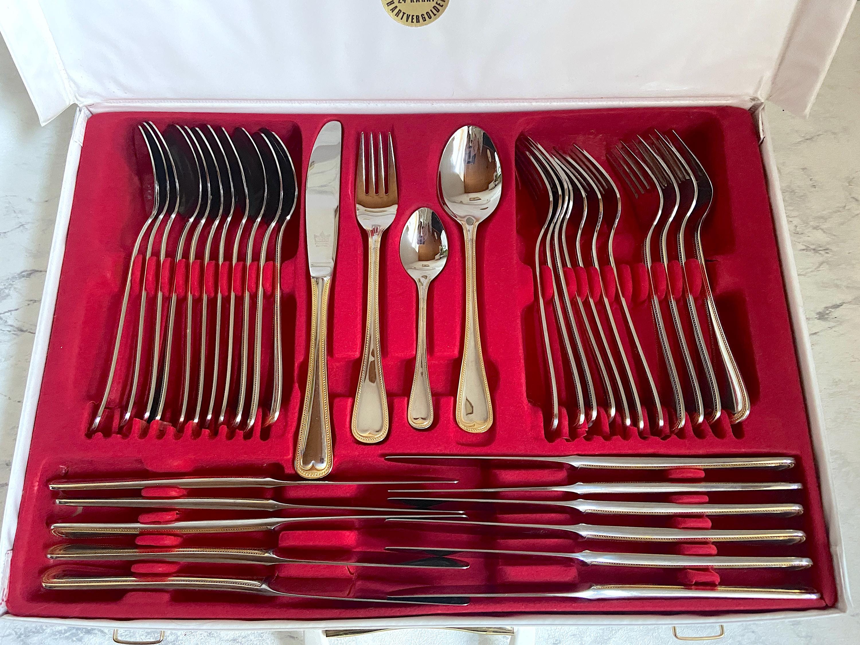 Vintage SBS Solingen Gilded Cutlery Set, 12-person Dinnerware - Etsy