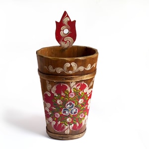 Bavarian Heritage: Hand-Painted Floral Umbrella Stand with Vintage Artisan Appeal