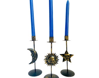 Sun Moon Star candlestick/ Vintage candlestick Set of 3