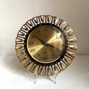 Mid Century Brass Wall CLOCK, Gigant Quarz