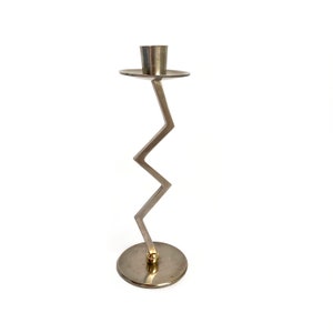 80s Vintage candlestick holder ZigZag Modernist Memphis style