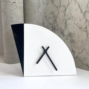 Rare 80s Postmodern Minimalist Desk Clock | Black & White Geometric Vintage Timepiece
