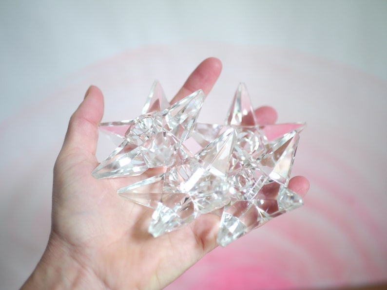 Star shaped candle holders crystal glass star candlelight Etsy