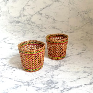 Vintage Korbgeflecht - Set mit 2 Mini-Übertöpfen