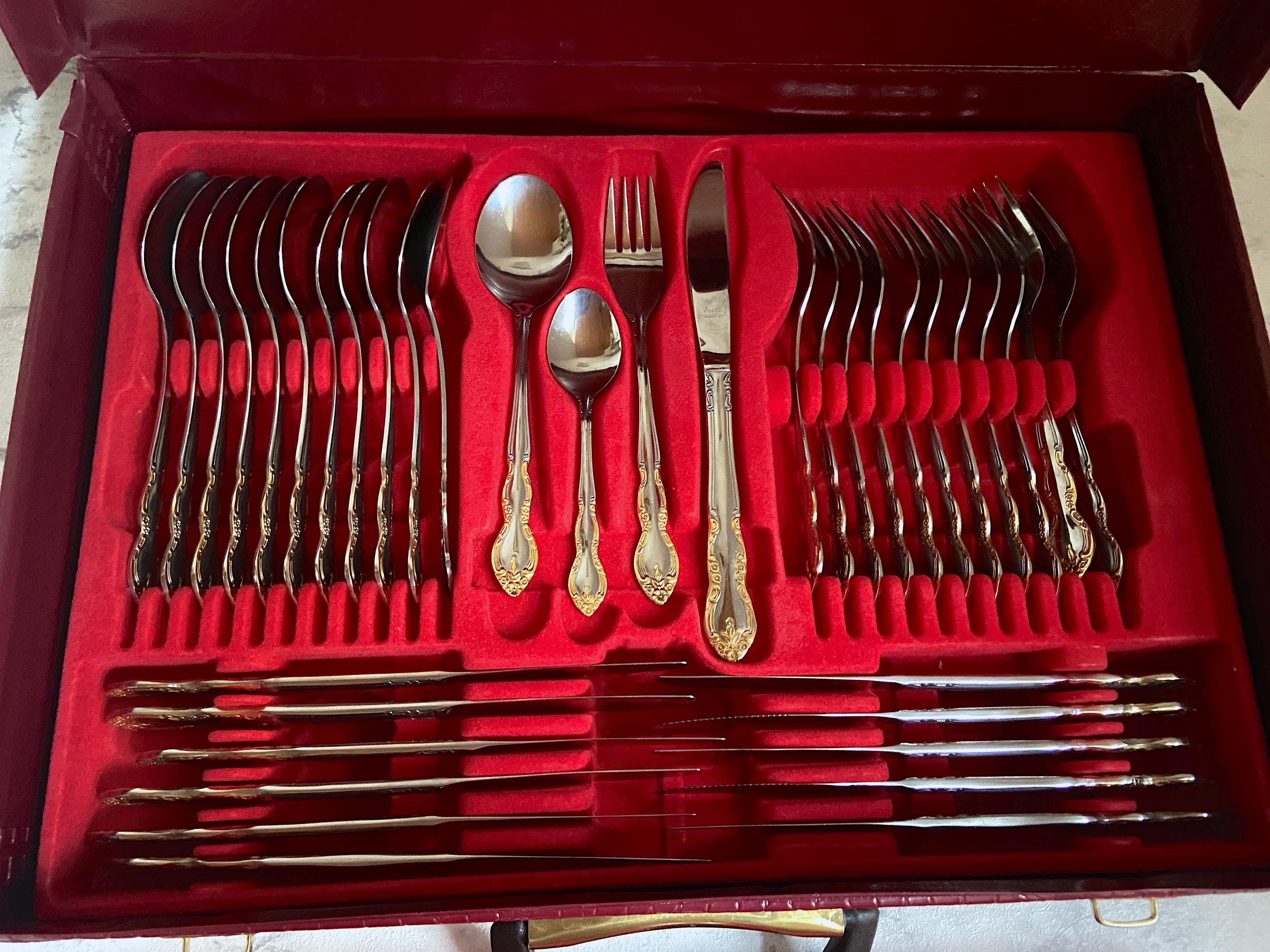 Vintage Nivella Solingen Cutlery Set, Gilded Rococo Style, 70