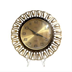 Mid Century Brass Wall CLOCK, Gigant Quarz