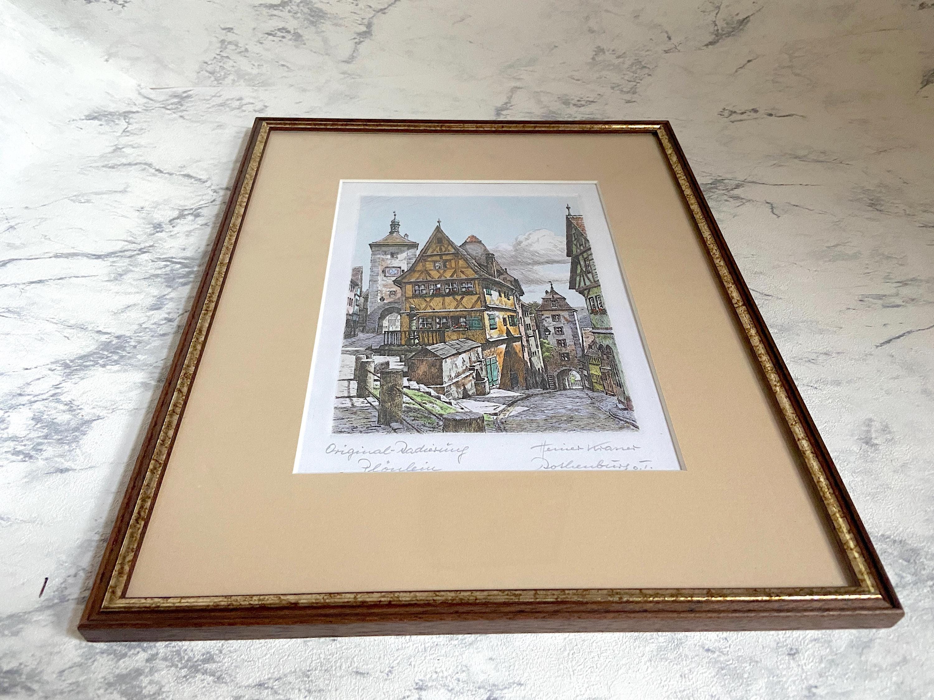 Vintage Etching rothenburg Ob Der Tauber  Hand-colored Art by Heiner  Krasser - Etsy