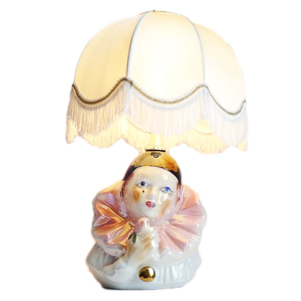 Vintage Harlekin Tischlampe: Wunderliche Eleganz für Ihre Wohnkultur mit irisierendem