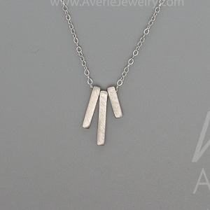 Solid 14K White Gold Bars Necklace | Handmade Solid 14K White Gold  3 Bars Necklace | Family Necklace | Gift for mother