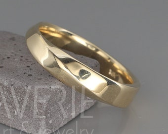 14k Gold Knife Edge Women Wedding Ring | Handmade Solid 14K Wedding Ring in Knife Edge style |  2mm, 3mm, 4mm, 5mm