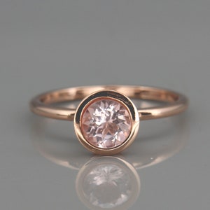 Natural Pink Morganite Stacking Ring | 14k Rose Gold Morganite Ring | Morganite Stackable Ring