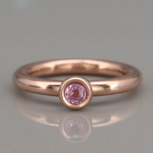 14k Rose Gold Pink Sapphire Ring | Natural Pink Sapphire Stack Ring | September birthstone ring | Something pink for bride