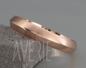 Knife Edge Men Wedding Ring | Handmade Solid 14K Rose Gold Wedding Ring in Knife Edge style |  3mm, 4mm, 5mm, 6mm