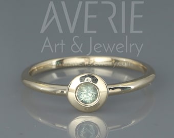 Reserved for Rebecca - 14k Gold Green Sapphire Ring. Size 6.75US