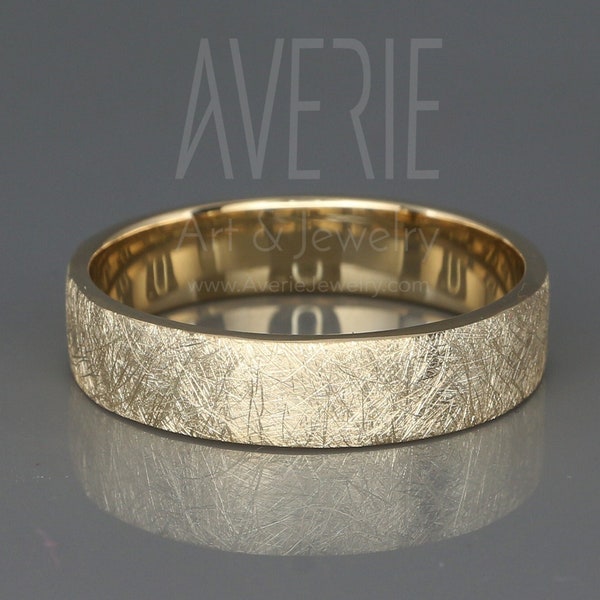 14k Gold Men's wedding Band in Rustic Style | Solid 14k gold handmade rustic men wedding band | Scratches Men Ring 3mm 4mm 5mm 6mm 7mm