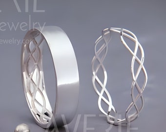 His and Hers Celtic Wedding Band Set | White Gold Eternity Wedding Ring Set | Celtic Wedding Band Set