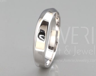 White Gold Knife Edge Men Wedding Ring | Handmade Solid 14K White Gold Wedding Ring in Knife Edge style |  3mm, 4mm, 5mm, 6mm