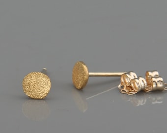 Solid 24K Gold Earrings Nuggets with frosted finish | Handmade Dainty Solid 24K Gold Nuggets Earrings | Solid Gold Stud Earrings