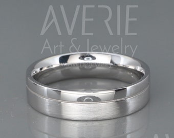 Men's wedding Band | 14k solid white gold wedding band | Handmade men's flat Matte wedding ring | 3mm 4mm 5mm 6mm 7mm