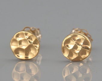 Solid 24K Gold Hammered Earrings Nuggets | Handmade Dainty Solid 24K Gold Nuggets Earrings | Solid Gold Stud Earrings