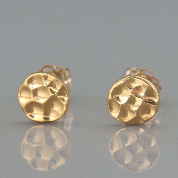 Solid 24K Gold Hammered Earrings Nuggets | Handmade Dainty Solid 24K Gold Nuggets Earrings | Solid Gold Stud Earrings