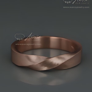 10K (417) / 14K (585) Rose Gold Mobius Men's wedding Band | Solid 14K Rose Gold Men's Wedding Ring in Mobius style | 3mm 4mm 5mm 6mm 7mm