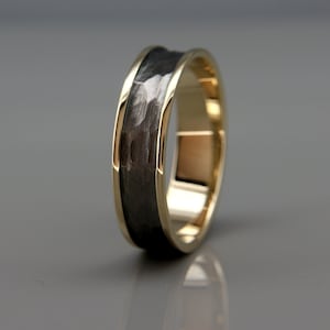 Black 14k Gold Men&#39;s wedding ring | Handmade 14k solid gold faceted men wedding band | 4mm 5mm 6mm 7mm